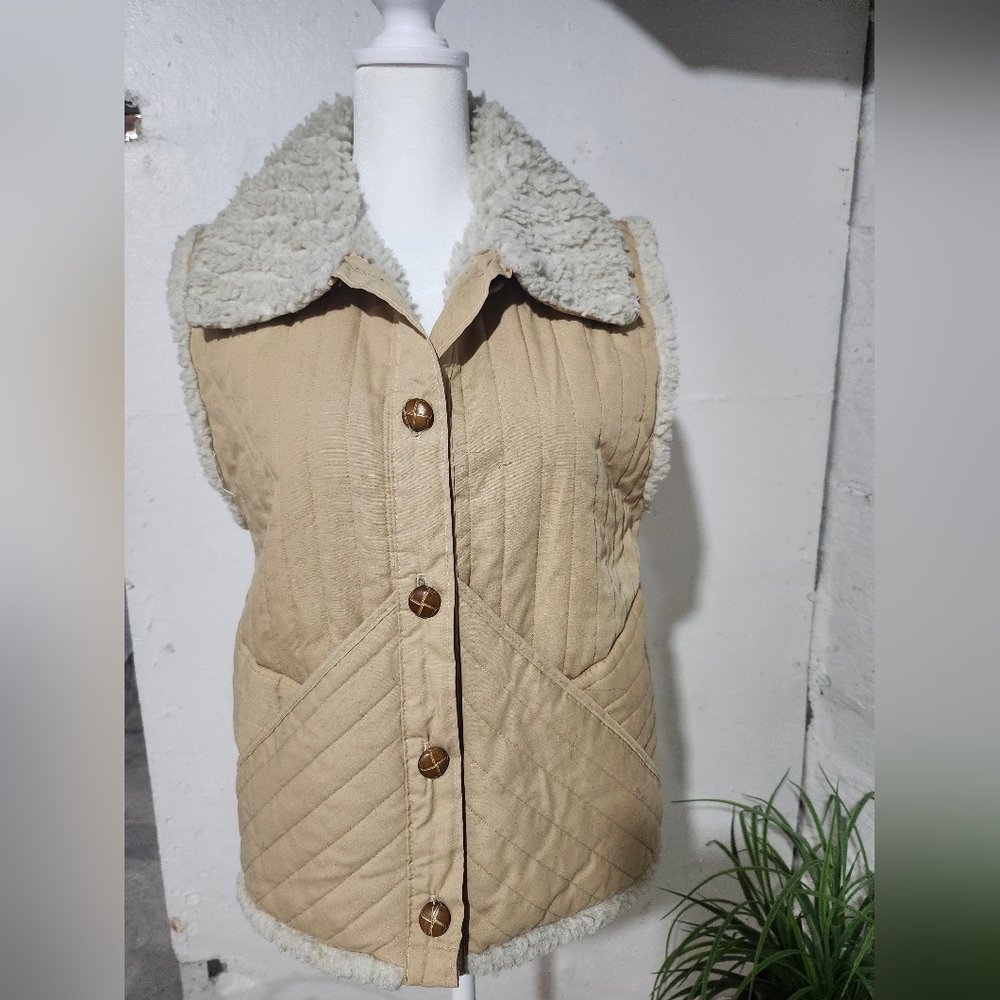 Betmar New York‎ Vintage Sherpa-Lined Quilted Vest Size Large